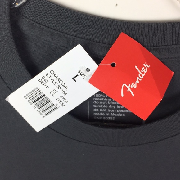 Fender Guitar Short Sleeve T-Shirt Charcoal Gray - Picture 7 of 7